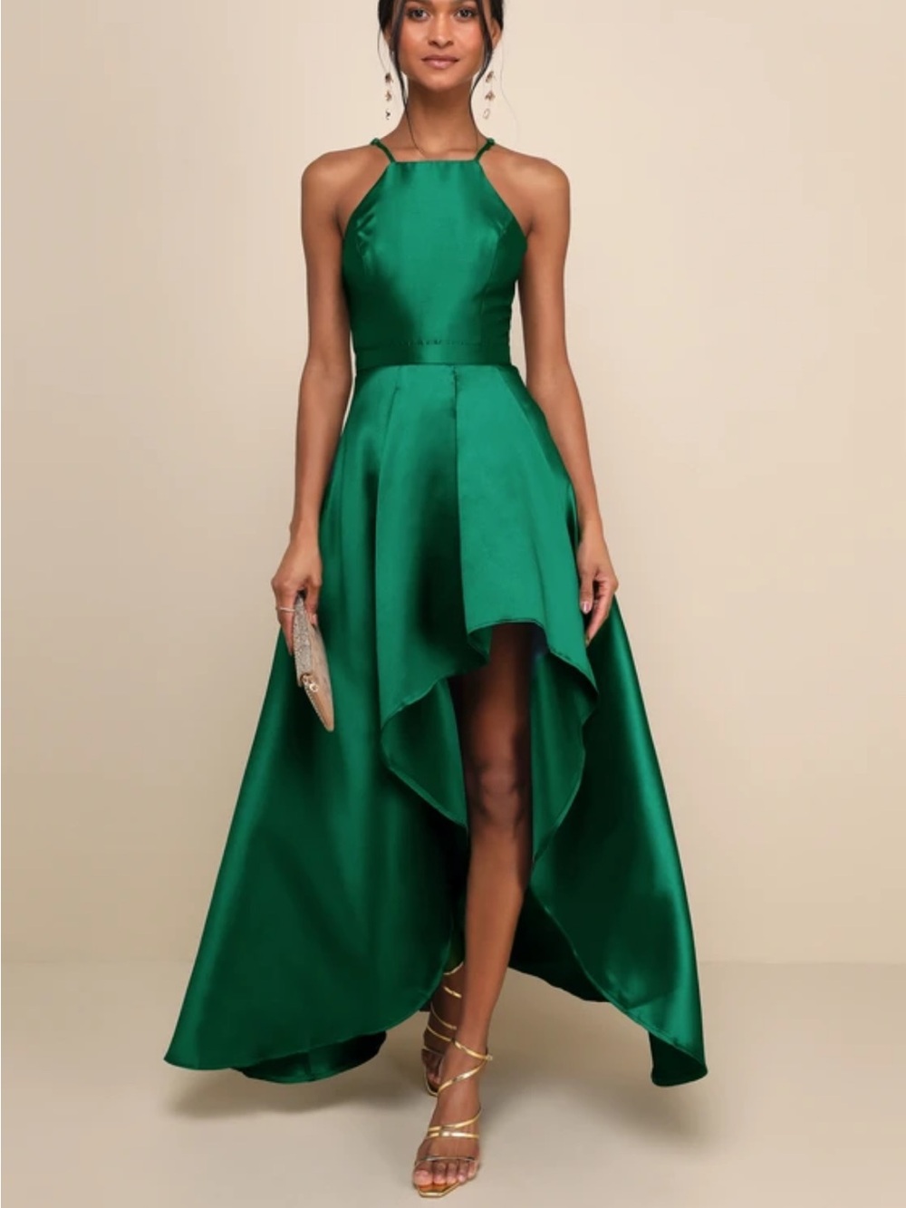 Lulu’s Broadway Show Emerald Green High-Low Gown